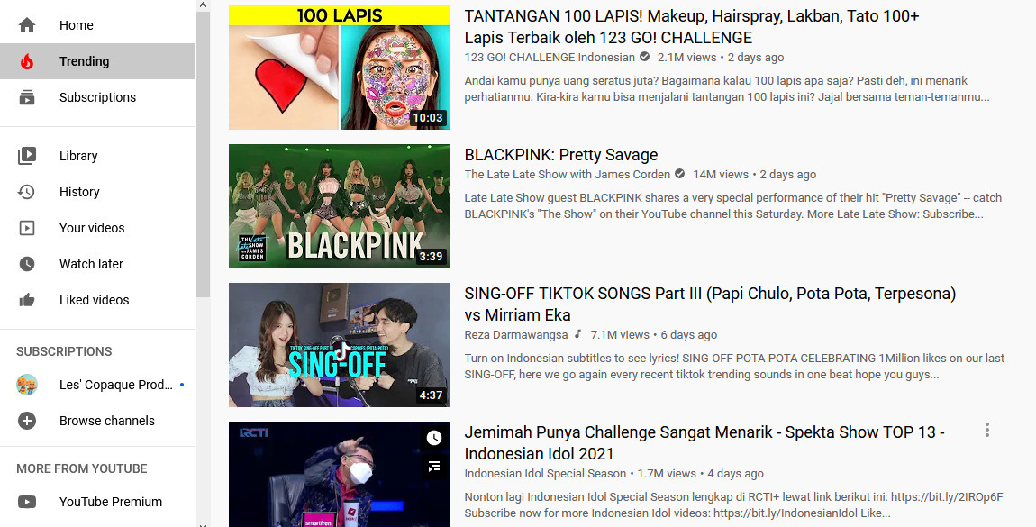 Gambar 1 - Daftar ide jenis konten Youtube paling dicari di Indonesia