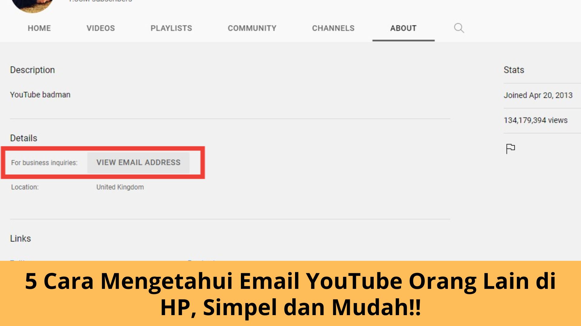 Cara Mengetahui Email YouTube Orang Lain